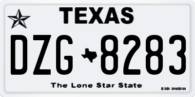 TX license plate DZG8283