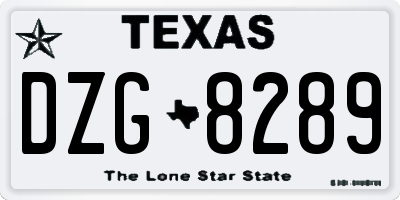TX license plate DZG8289