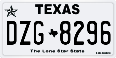 TX license plate DZG8296