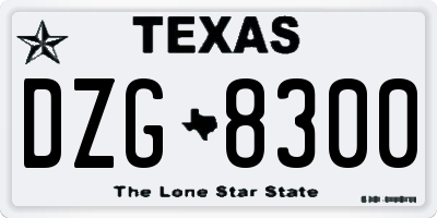 TX license plate DZG8300