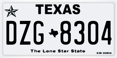 TX license plate DZG8304