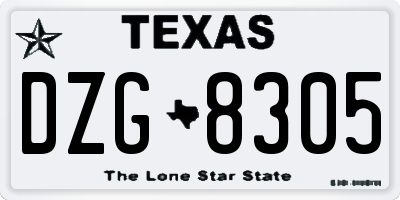 TX license plate DZG8305