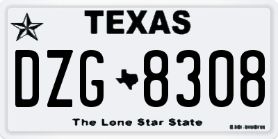 TX license plate DZG8308
