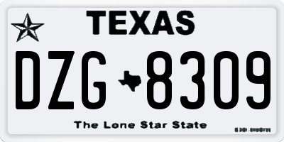 TX license plate DZG8309