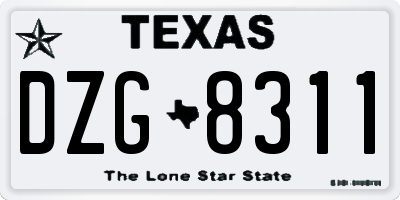 TX license plate DZG8311