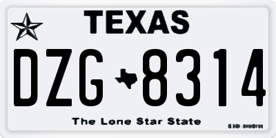 TX license plate DZG8314