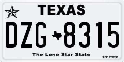 TX license plate DZG8315