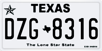 TX license plate DZG8316
