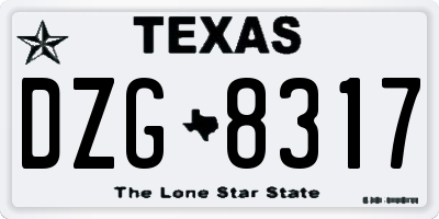TX license plate DZG8317