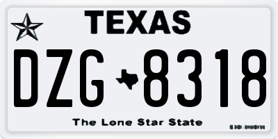 TX license plate DZG8318