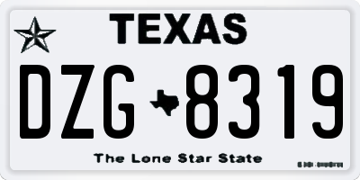 TX license plate DZG8319