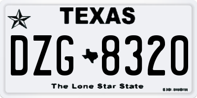 TX license plate DZG8320