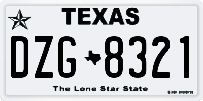 TX license plate DZG8321