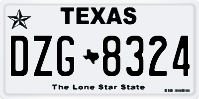 TX license plate DZG8324