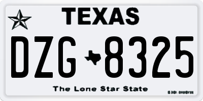 TX license plate DZG8325