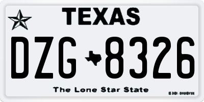 TX license plate DZG8326