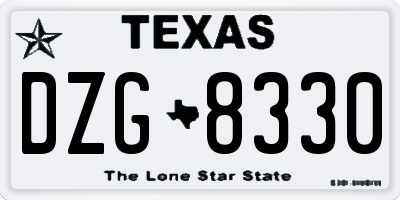 TX license plate DZG8330