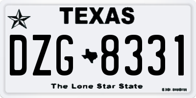 TX license plate DZG8331
