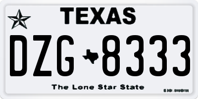 TX license plate DZG8333