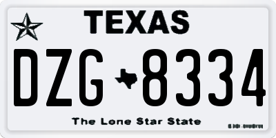 TX license plate DZG8334