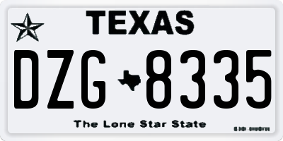 TX license plate DZG8335