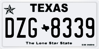 TX license plate DZG8339