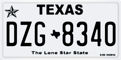 TX license plate DZG8340
