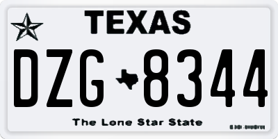 TX license plate DZG8344