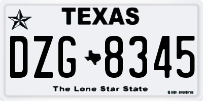 TX license plate DZG8345