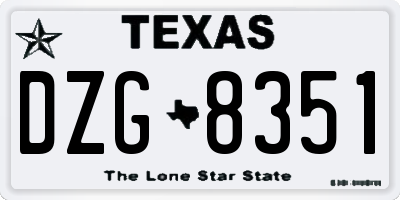 TX license plate DZG8351