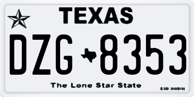 TX license plate DZG8353