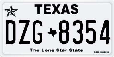 TX license plate DZG8354