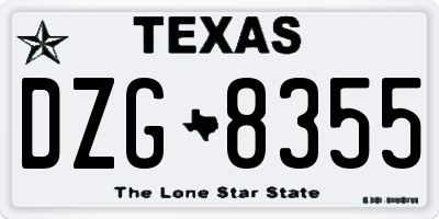 TX license plate DZG8355