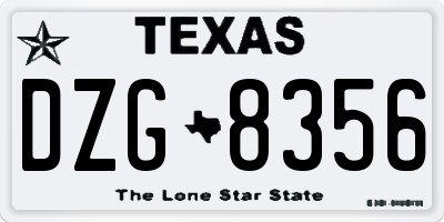TX license plate DZG8356