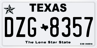 TX license plate DZG8357