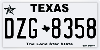 TX license plate DZG8358
