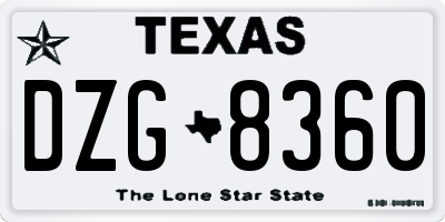 TX license plate DZG8360