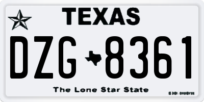 TX license plate DZG8361