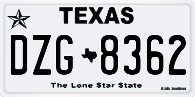 TX license plate DZG8362