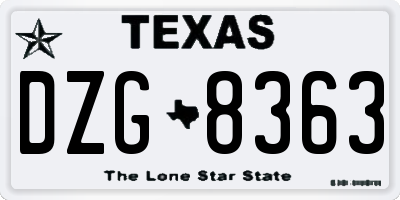 TX license plate DZG8363