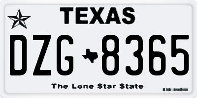 TX license plate DZG8365