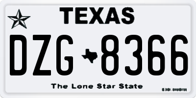 TX license plate DZG8366