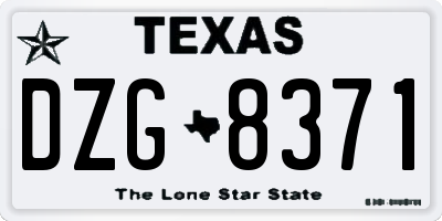 TX license plate DZG8371