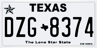 TX license plate DZG8374