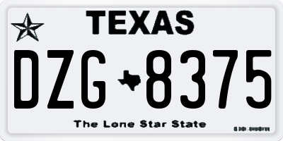 TX license plate DZG8375