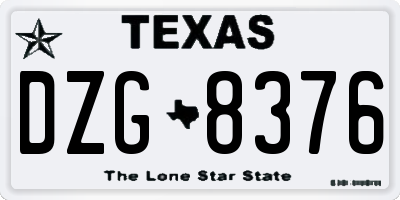 TX license plate DZG8376
