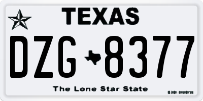 TX license plate DZG8377