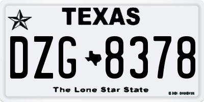TX license plate DZG8378