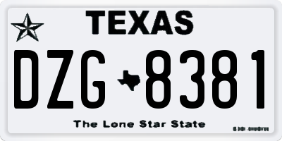 TX license plate DZG8381