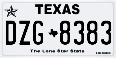 TX license plate DZG8383
